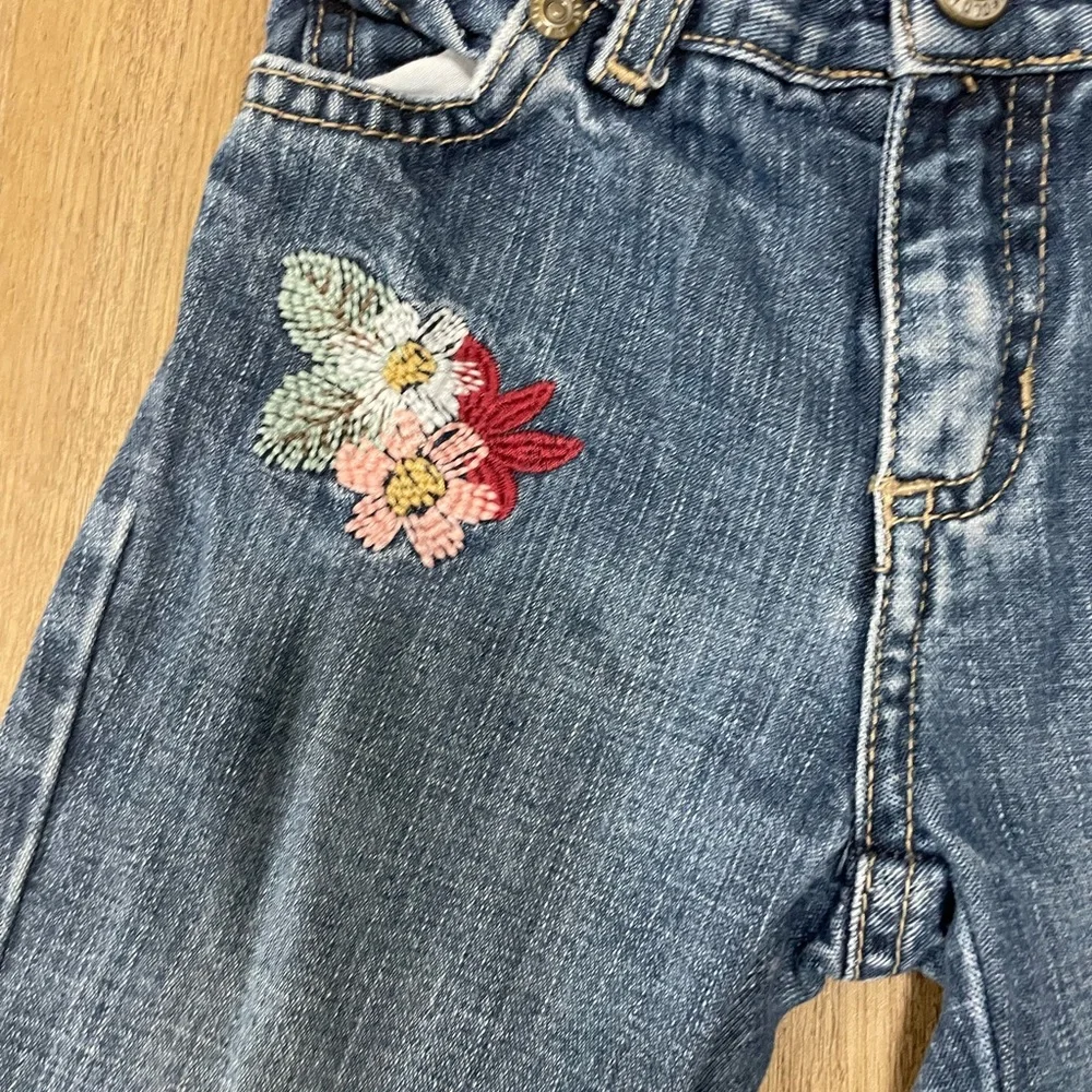 Embroidered‎ floral Blue Denim toddler Jeans size 18-24m